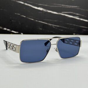 NEW VERSACE VE2290 100180 SILVER/BLUE UNISEX SUNGLASSES VE2290 1001/80